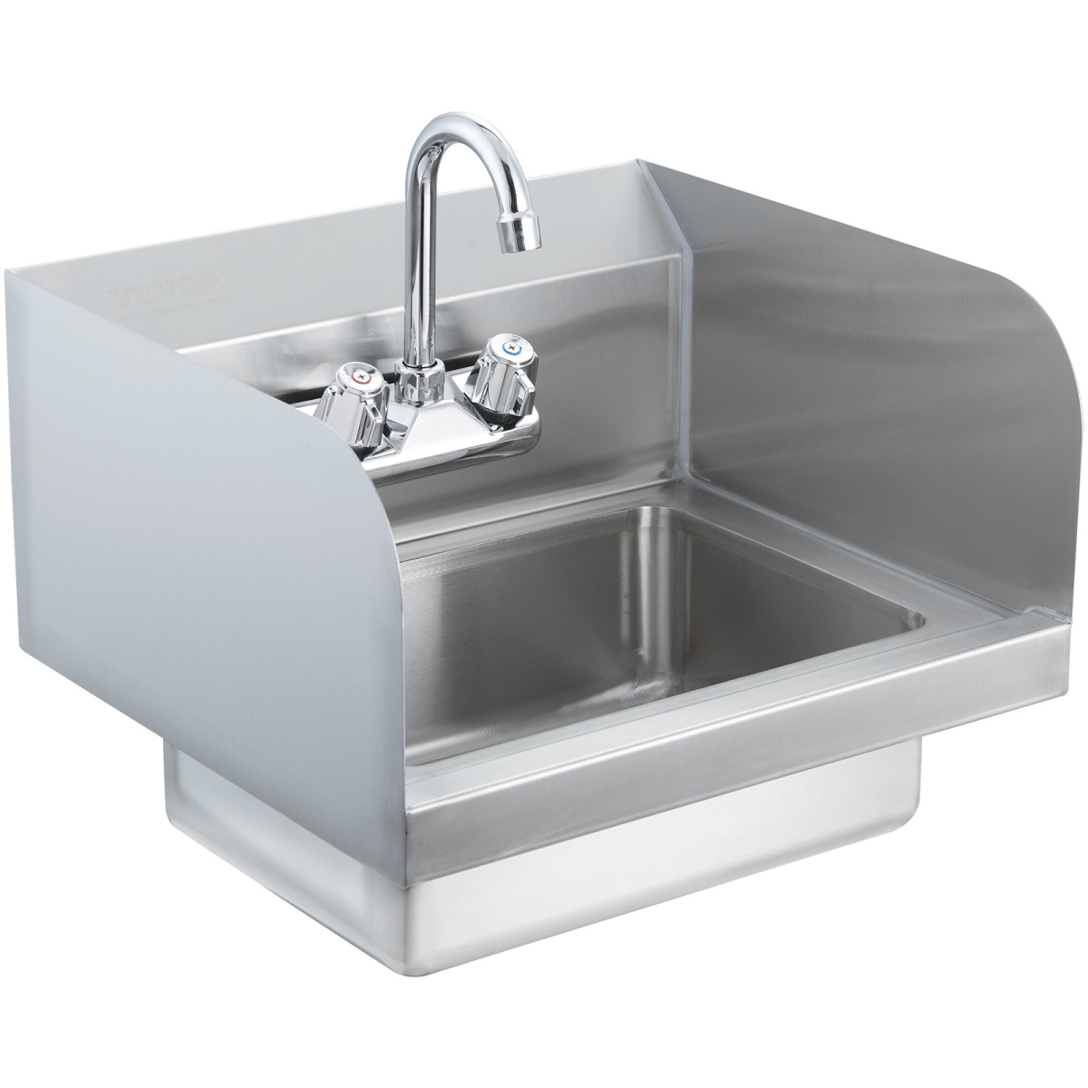 Picture of Vevor SYXSPYDSB14104S2GV0 17 x 12.8 in. Commercial Hand Sink NSF Stainless Steel Sink with Faucet & Side Splash Wall Mount Hand Basin