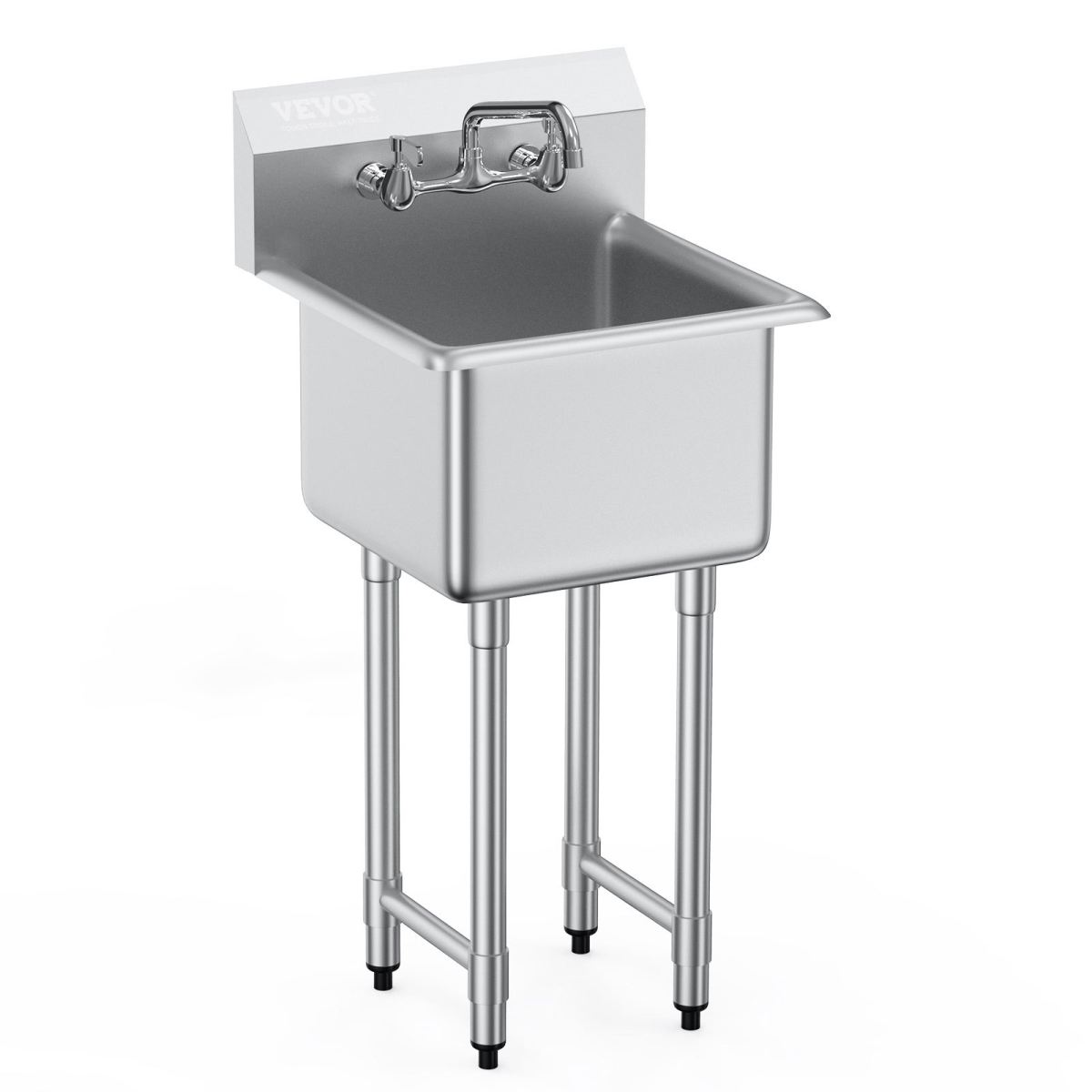 Picture of Vevor SYLSSCDCY1515HPD7V0 18 x 41 in. Stainless Steel Prep & Utility Compartment Free Standing Small Commercial Single Bowl Sinks