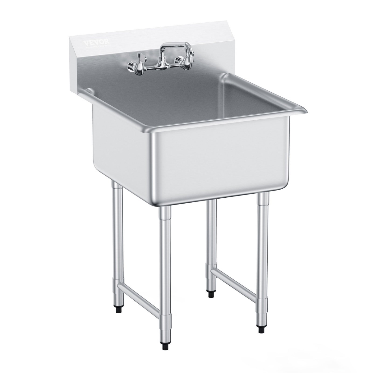 Picture of Vevor SYLSSCDCY2424TYZPV0 27 x 41 in. Stainless Steel Prep & Utility Compartment Free Standing Small Commercial Single Bowl Sinks