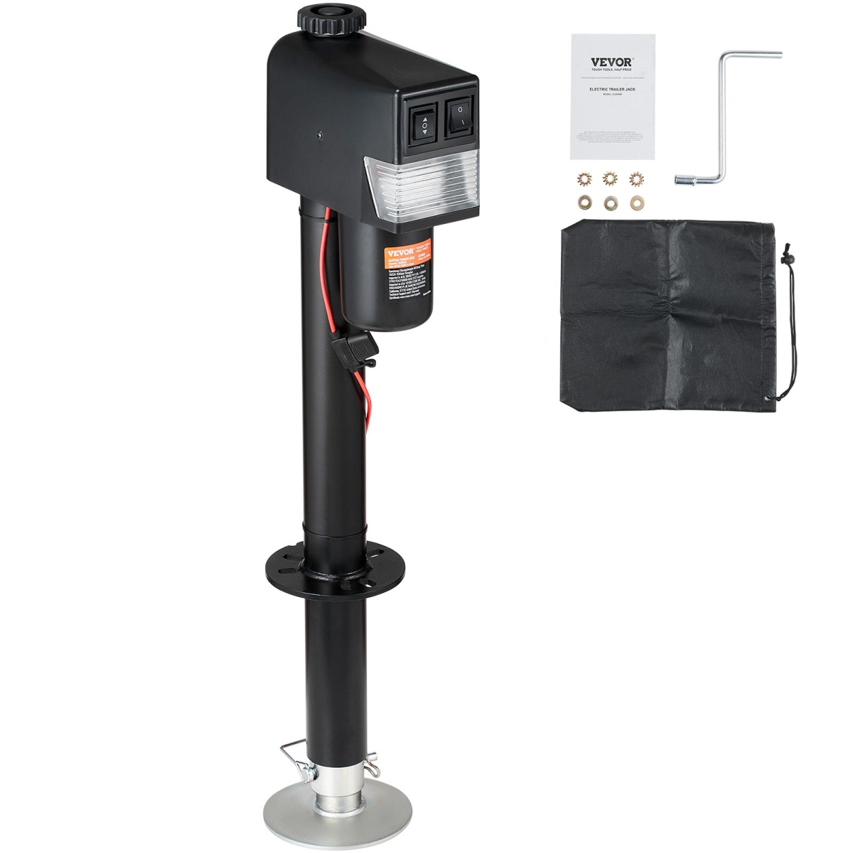 9.84-33.85 in. Electric Trailer Jack, Power Tongue Jack - Electric Tongue Jack with Waterproof Cover for Lifting RV Trailer - 3500 lbs