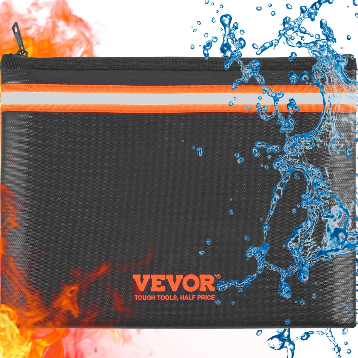 Picture of Vevor DSFHWJB134101RREFV0 13.4 x 10 in. Fireproof Document Bag 2000 deg F Waterproof Money Safe Storage Pouch with Zipper