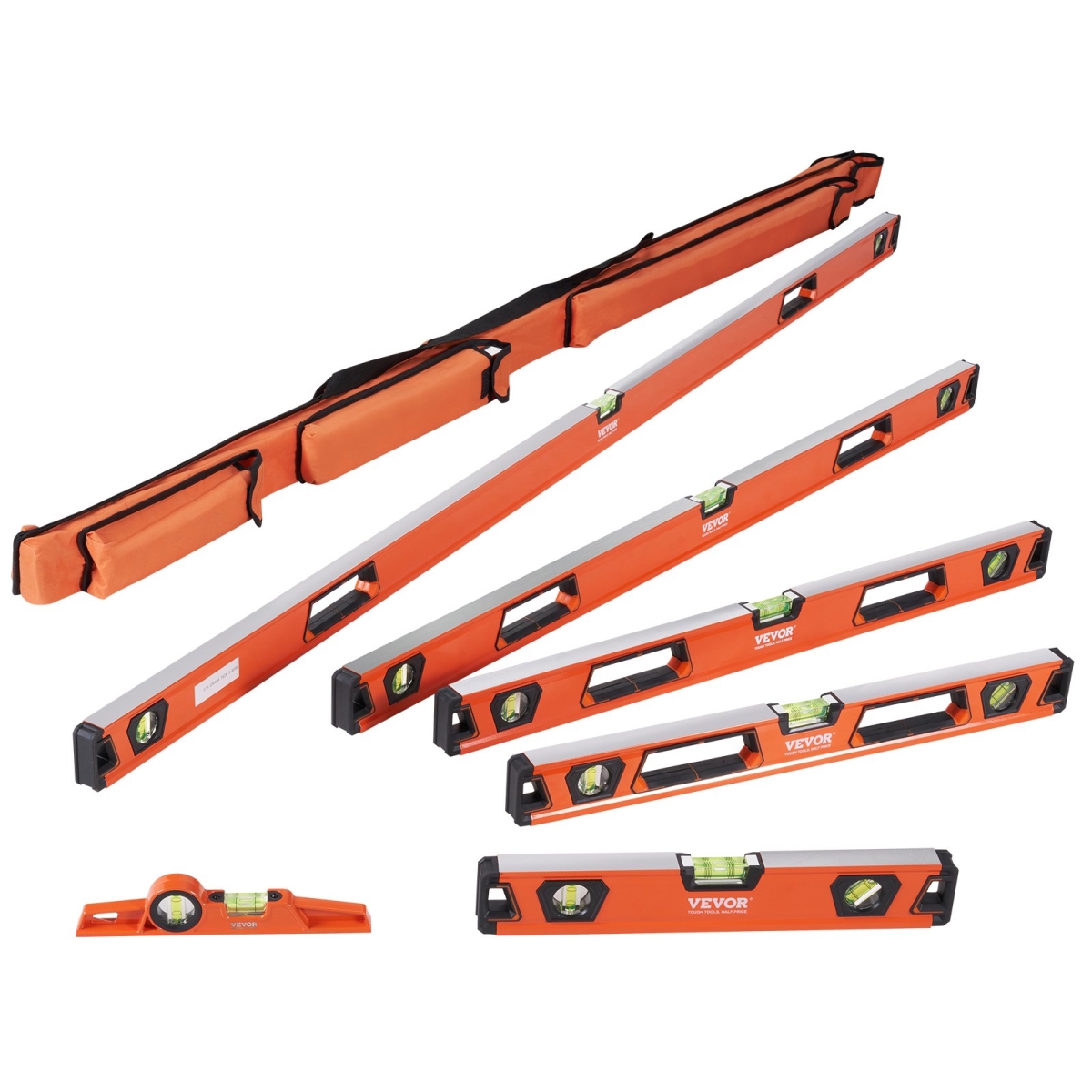 Picture of Vevor JXSPCLHJXLSYLRH8MV0 Magnetic Torpedo Level&#44; Mechanical Level Set&#44; Bubble Vials Ruler for 45-90-180 deg&#44; Aluminum Alloy Leveler Tool with Viewing Window&#44; Shock-Resistant