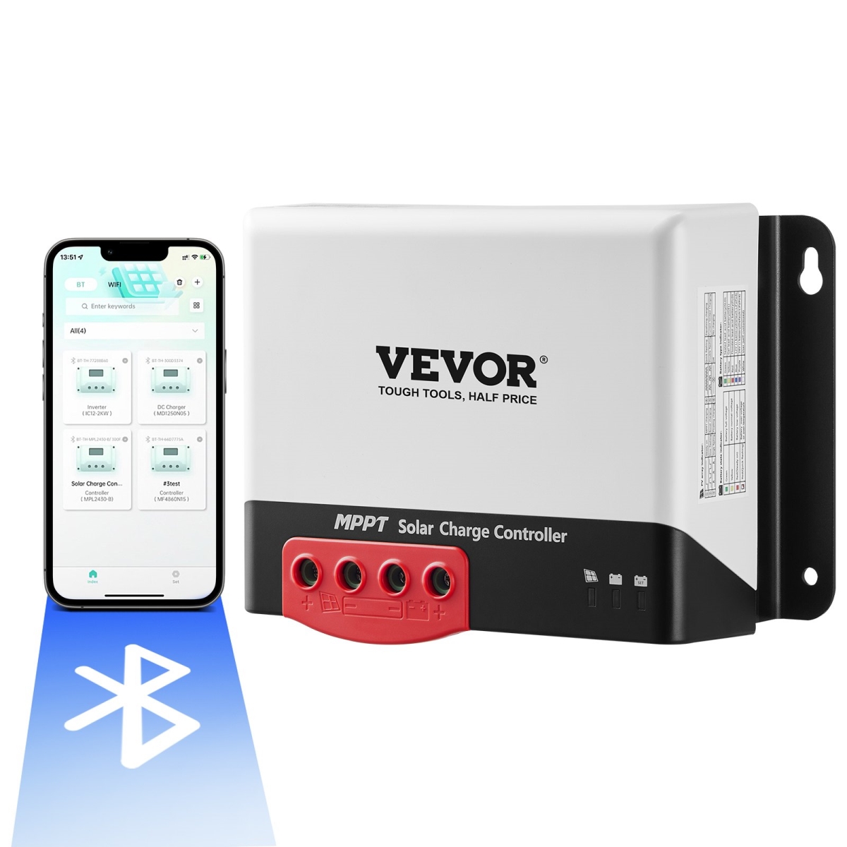 Picture of Vevor DYTYNCDKZQNZLQFLPV9 12V & 24V 30A MPPT Solar Charge Controller&#44; Auto DC Input&#44; Solar Panel Regulator Charger with Bluetooth Module
