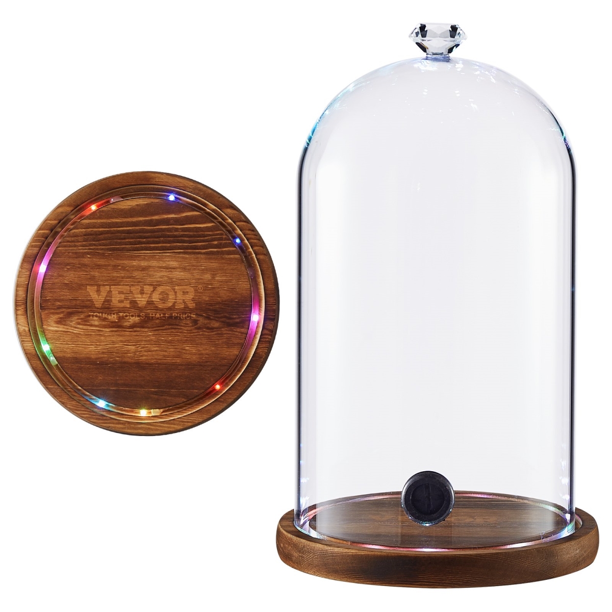 Picture of Vevor ZXBLZDMD55H10JXAWV9 6.9 in. Smoking Gun Accessory Glass Cloche Dome Cover for Smoke Infuser Wood Base&#44; Clear