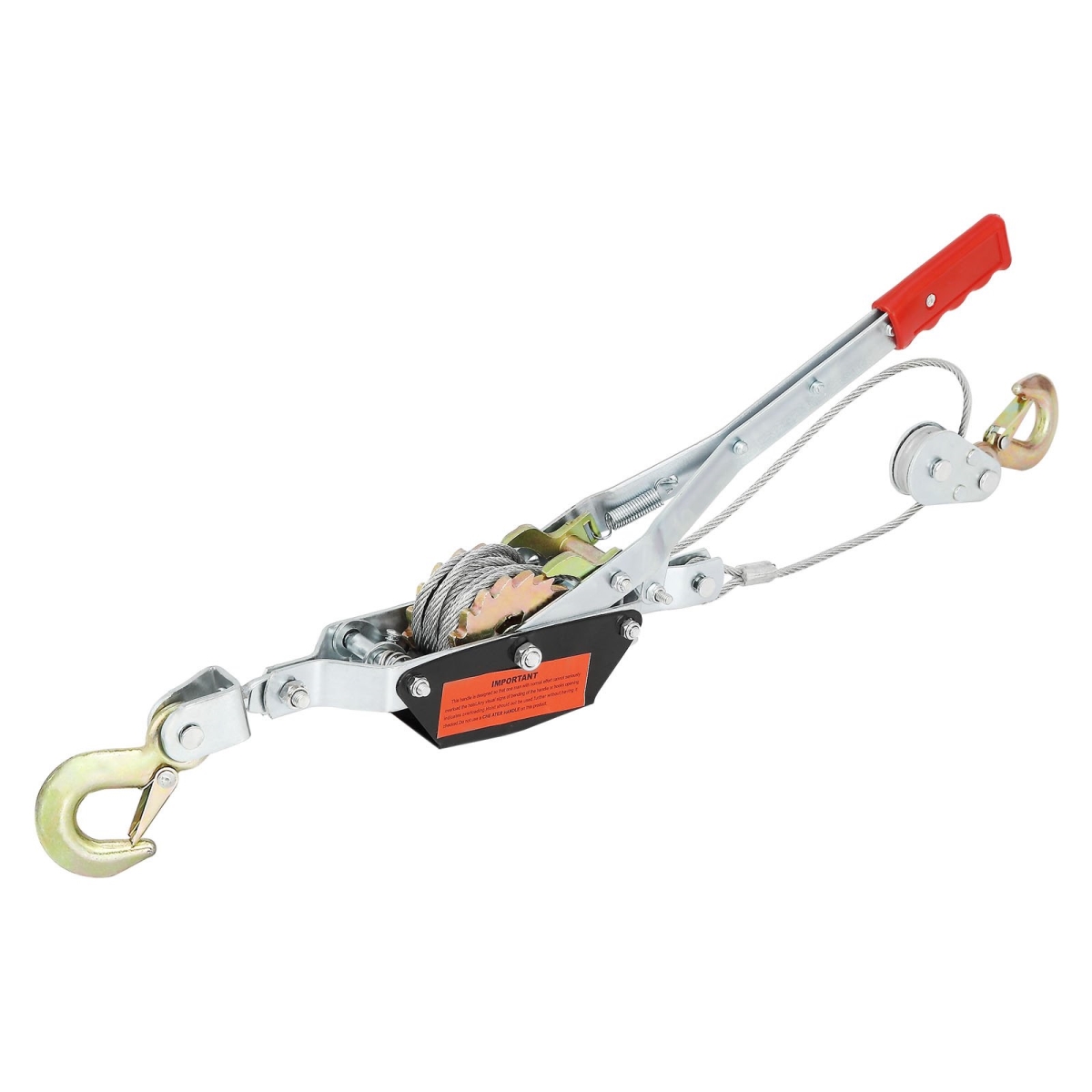 Picture of Vevor GSSJXQ2T13YCZS88WV0 12 ft. Come Along Winch&#44; 2 Ton Steel Cable&#44; 2 Hooks&#44; Heavy Duty Ratchet Power Puller Tool with Dual Gears&#44; Automotive Hoist Cable Puller Ideal - 4409 lbs