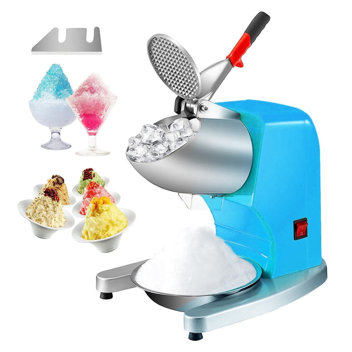 Picture of Vevor SBJBXS220300WRVKAV1 300W Ice Shaver Electric Snow Cone Machine Stainless Steel Ice Crushers MachineI&#44; Blue - 220 lbs