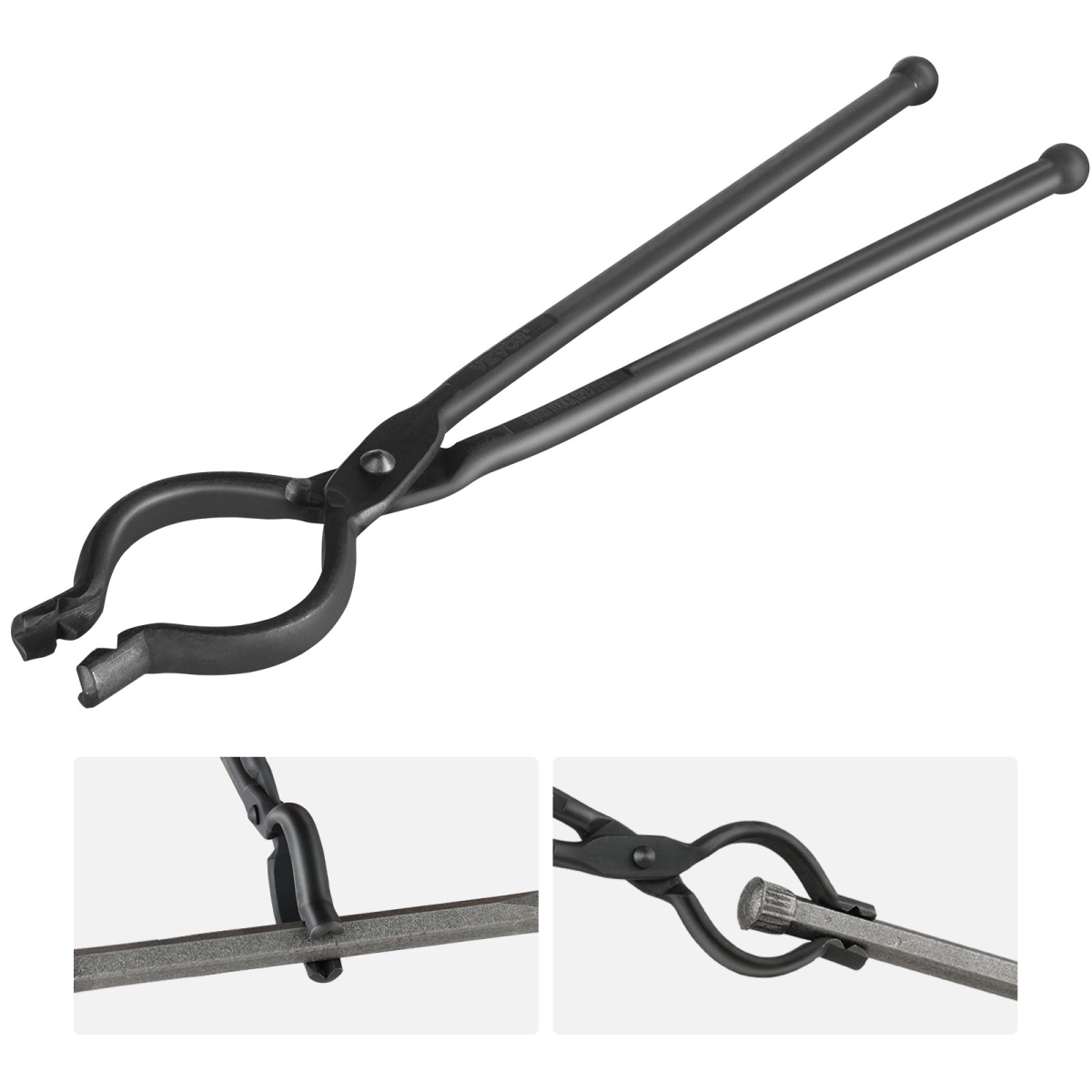 Picture of Vevor DZQDPQVBIT18NH62CV0 18 in. Blacksmith Tongs&#44; V-Bit Bolt Tongs&#44; Carbon Steel Forge Tongs with A3 Steel Rivets for Long&#44; Irregular & Nail-Shaped Forgings