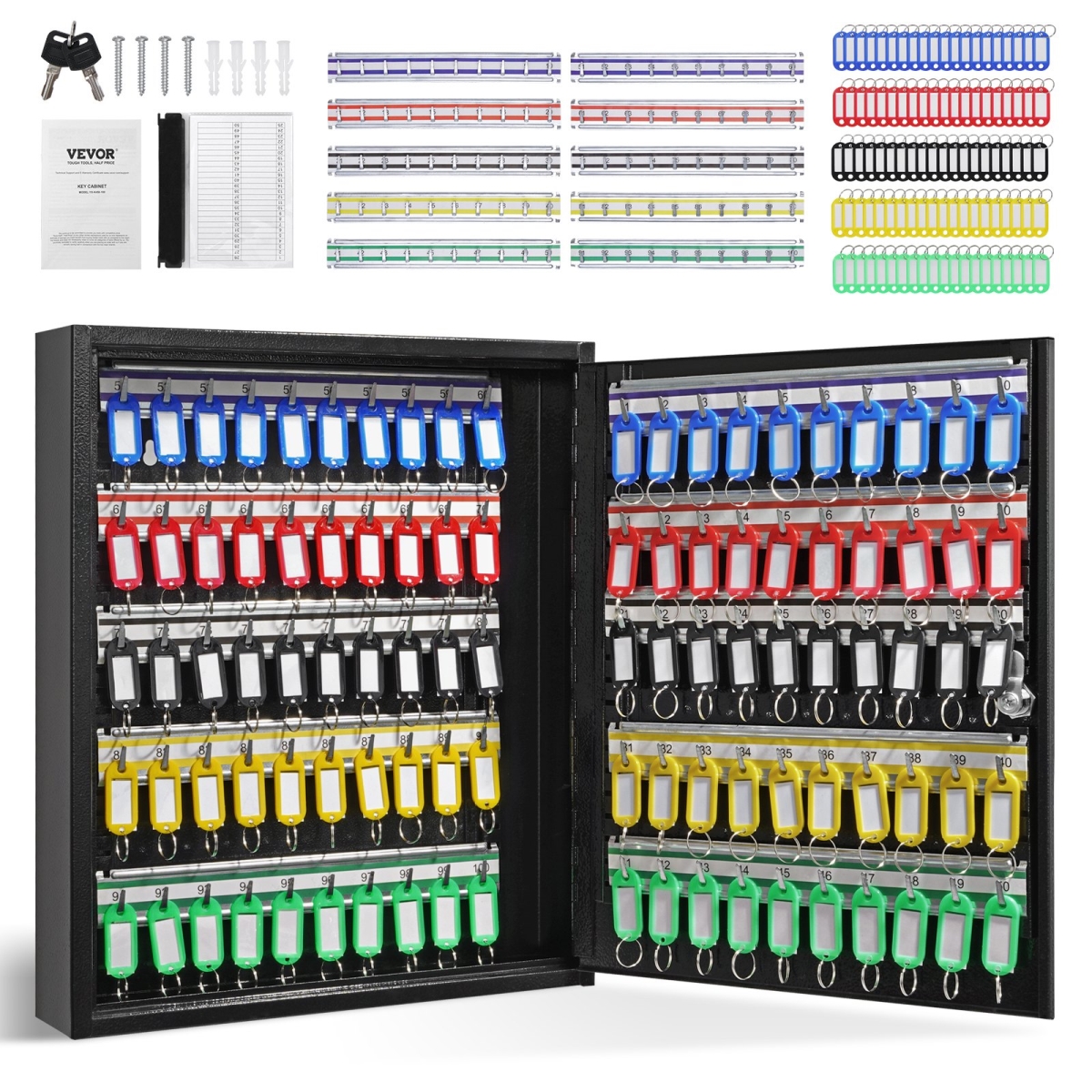 YCAQJHS100PC6KJXSV0 Key Lock Box with Adjustable Racks - 100 Keys