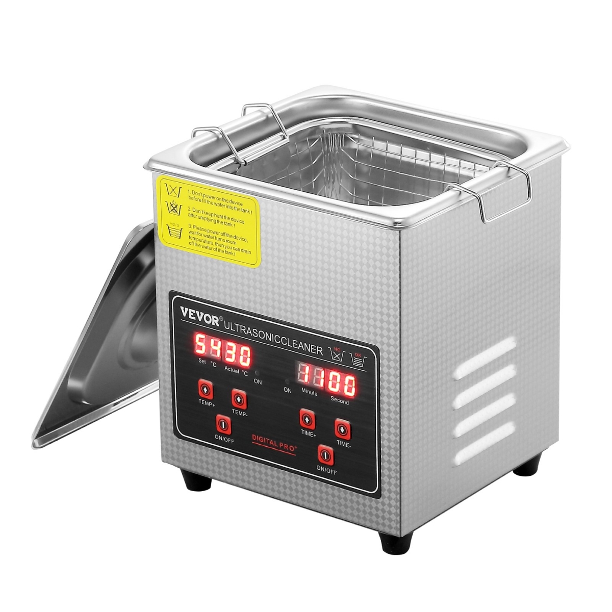 2 Liter Ultrasonic Cleaner with Digital Timer & Heater, Professional Ultra Sonic Jewelry Cleaner, Stainless Steel Heated Cleaning Machine