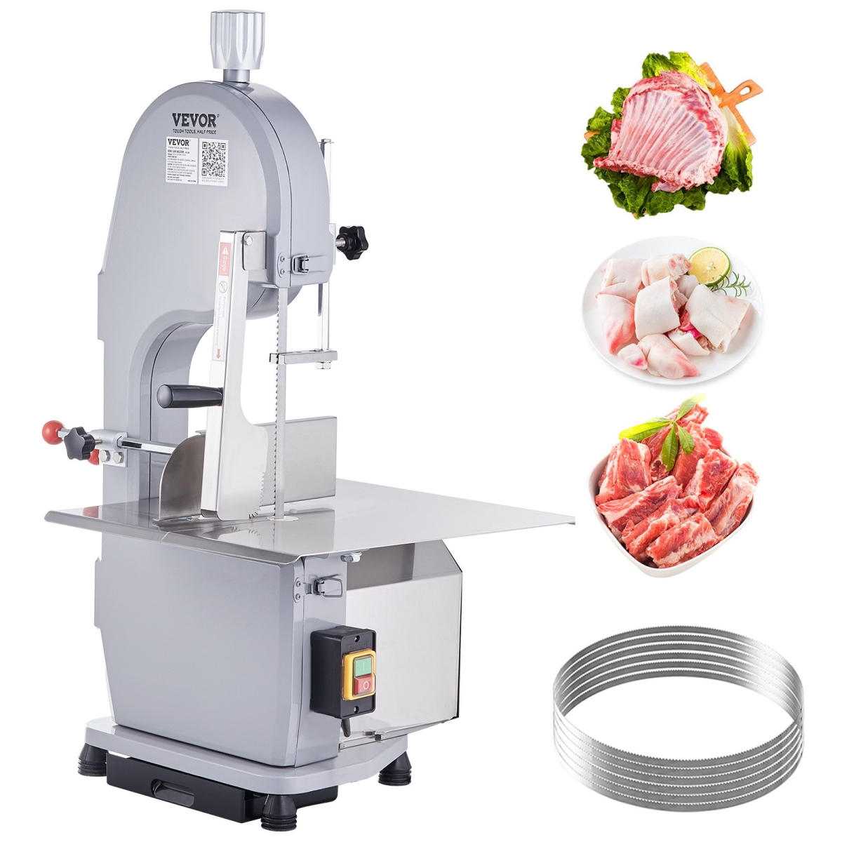Picture of Vevor TSJGJ1100W420AHCPV1 19.3 x 15 in. 1100W Commercial Electric Meat Bandsaw Stainless Steel Bone Saw Machine Frozen Meat Cutter&#44; Silver