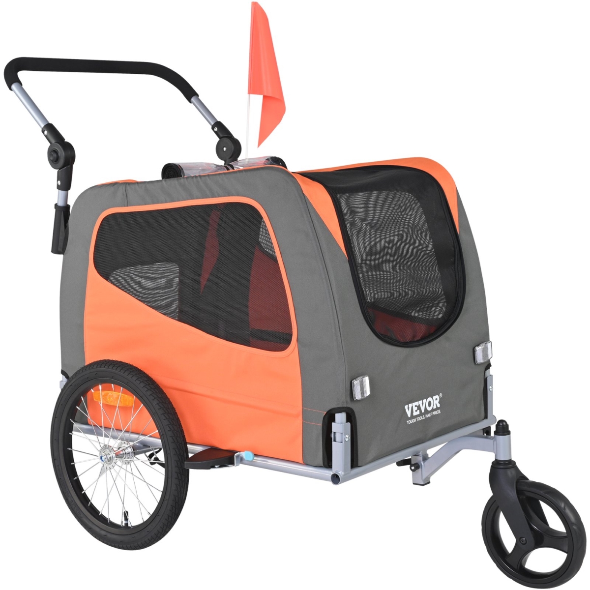 Picture of Vevor TCTCLYSCWZXCMJR9ZV0 Pet Bicycle Trailer & Stroller Dog Cat Bike Carrier Water Resistant&#44; Orange & Gray - 66 lbs