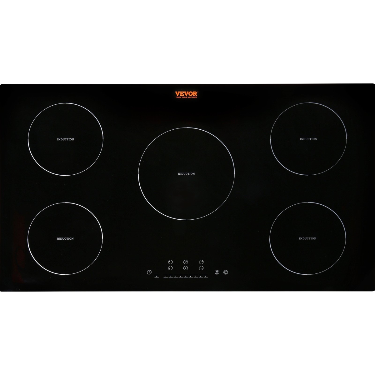Picture of Vevor QRSDC5369200W6CU6V4 36 in. 9200W Electric Cooktop 5-Elements Ceramic Induction Stove Top Built-in Magnetic Cooktop&#44; Black