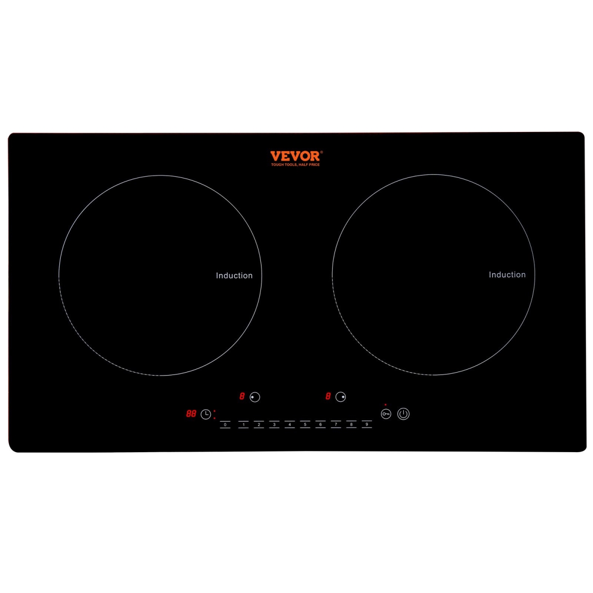 Picture of Vevor QRSDC2241800WZNB3V1 24 in. 1800W Electric Cooktop 2-Elements Ceramic Induction Stove Top Built-in Magnetic Cooktop&#44; Black