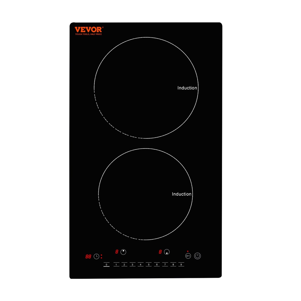 Picture of Vevor QRSDC2121800W77EVV1 12 in. 1800W Electric Cooktop 2 Burners Induction Stove Top Built-in Magnetic Cooktop