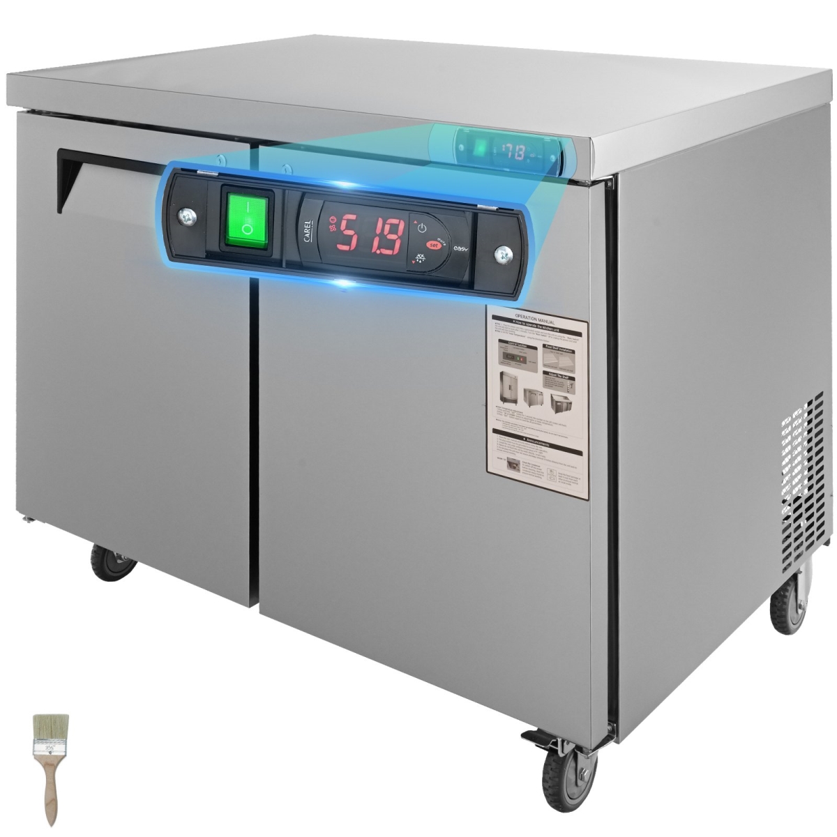 Picture of Vevor FLWSLZGZT129CSXB6V1 48 in. 12.85 cu. ft. Thick Commercial Undercounter Refrigerator Stainless Steel Refrigerated Food Prep Station