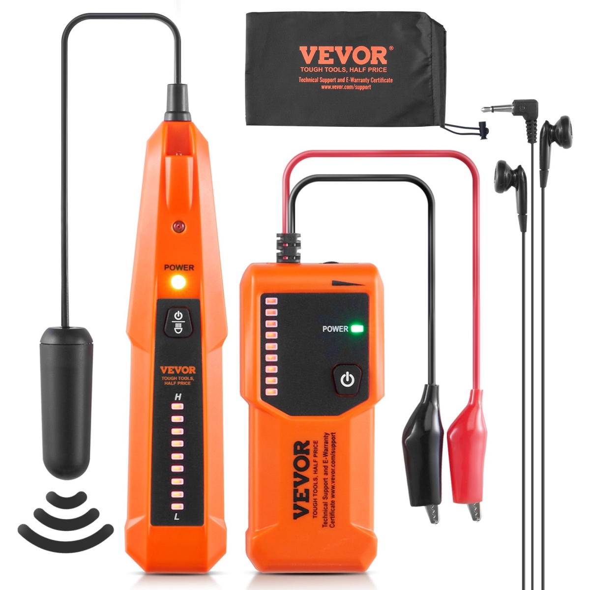 Picture of Vevor DXDLDWQ3FTZSSNRRNV9 3 ft. Underground Cable Locator&#44; Max. Detection Depth&#44; Wire Tracer Break Detector Finder with Earphone&#44; 1000 ft. Max. Detection Length Cable Tester