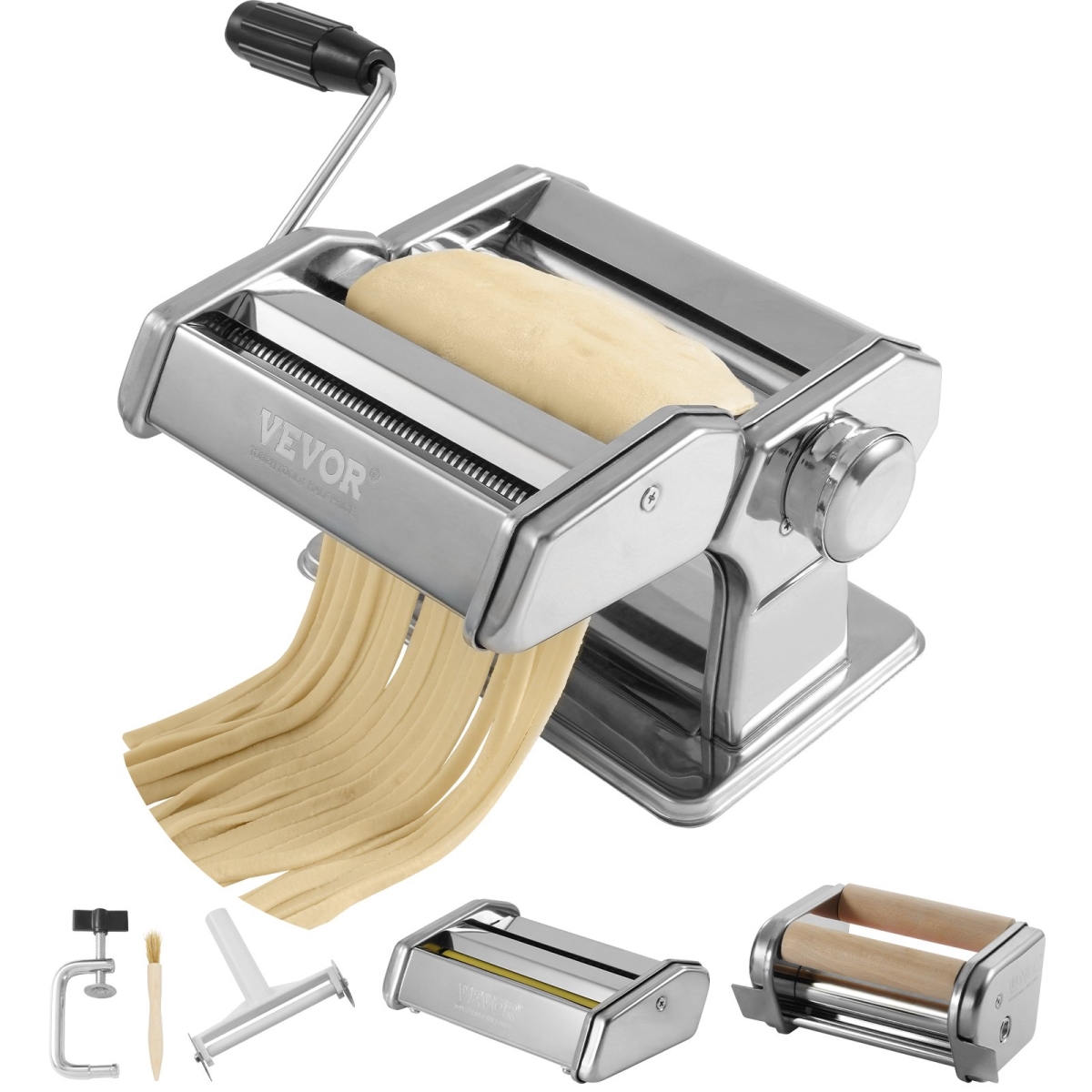 Picture of Vevor QMJYSSSD15CMI7P7OV0 Pasta Maker Machine - 9-Adjustable Thickness Settings Noodles Maker Manual Hand Press Pasta Making Kitchen Tool Kit