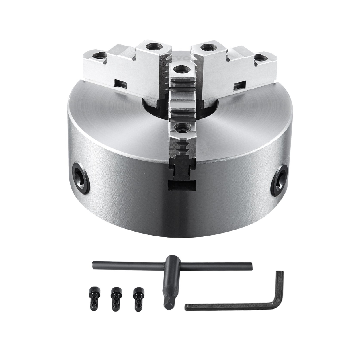 10 in. 6-250 mm 3-Jaw Lathe Chuck, Self-Centering Lathe Chuck, Clamping Range with T-Key Fixing Screws Hexagon Wrench for Lathe 3D Printer
