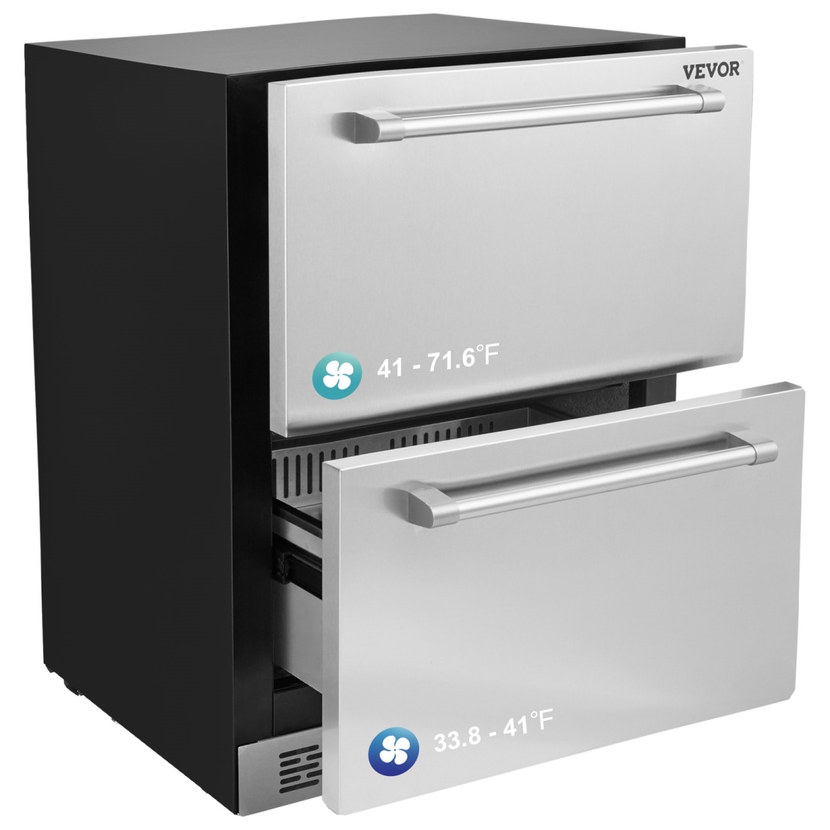 Picture of Vevor JXCTBX24YCHSRX347V1 24 in. 4.87 cu. ft. Undercounter Refrigerator Built-in 2 Drawer Refrigerator Fridge 2 Temp
