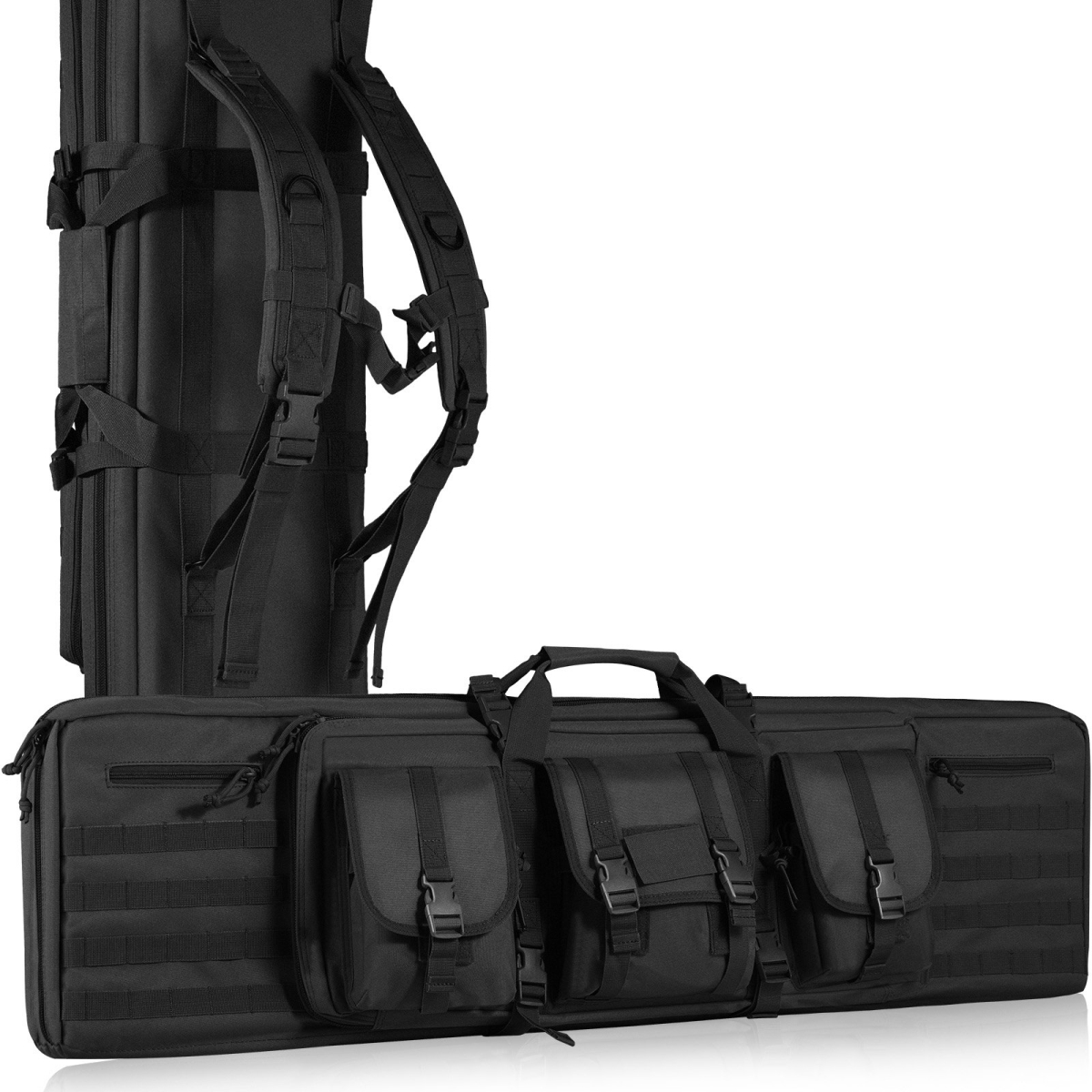 Picture of Vevor BYBQD42YCHS2PKJDWV0 42 in. Tactical Range Bag - Tactical Double Firearm Bag&#44; Soft Outdoor Tactical Case with Lockable Zipper&#44; Portable Handle & Shoulder Strap&#44; Black