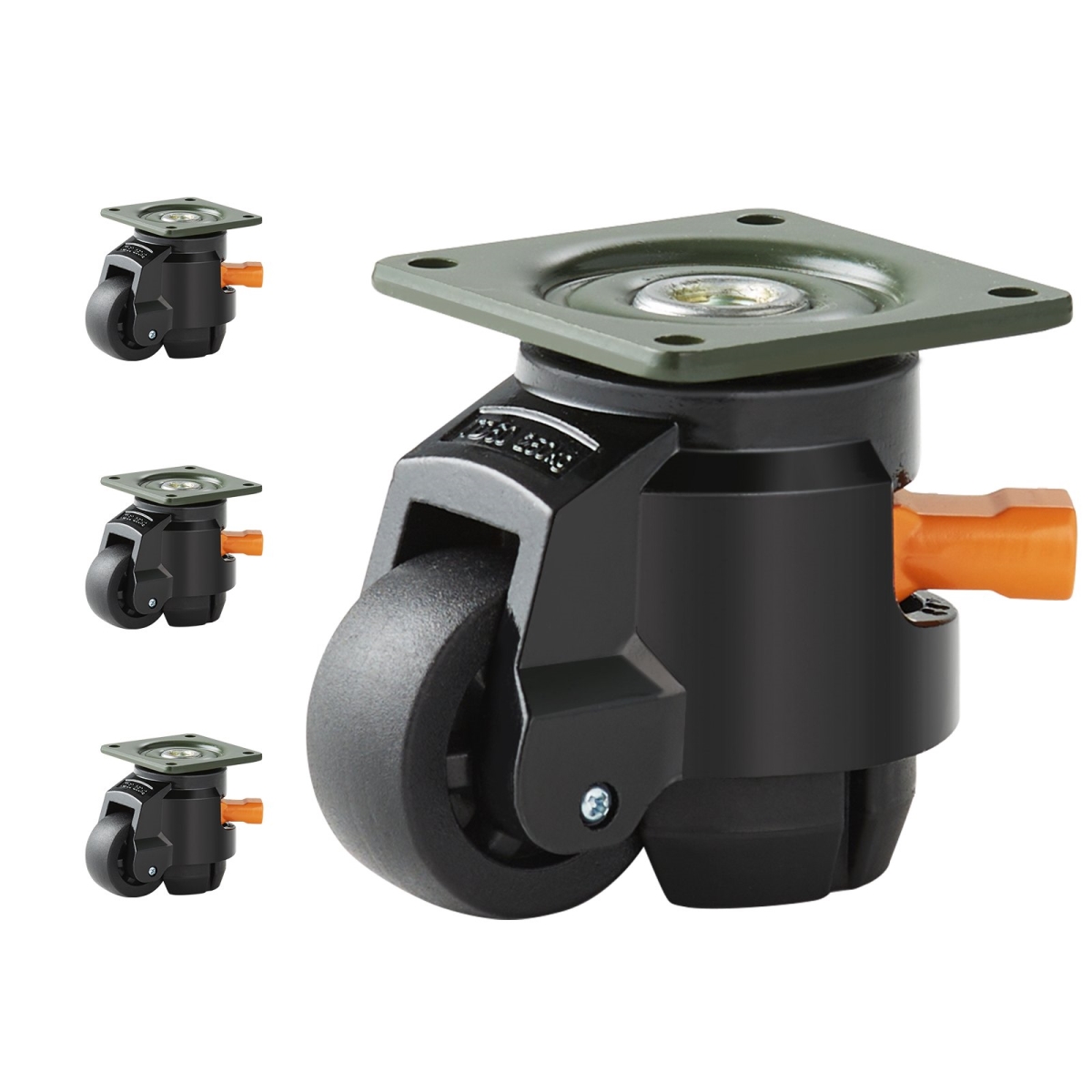 2 in. Leveling Casters - Heavy Duty with Upgraded Handle Design, 360 deg Swivel Caster Wheels, Adjustable Casters - 1100 lbs - Set of 4