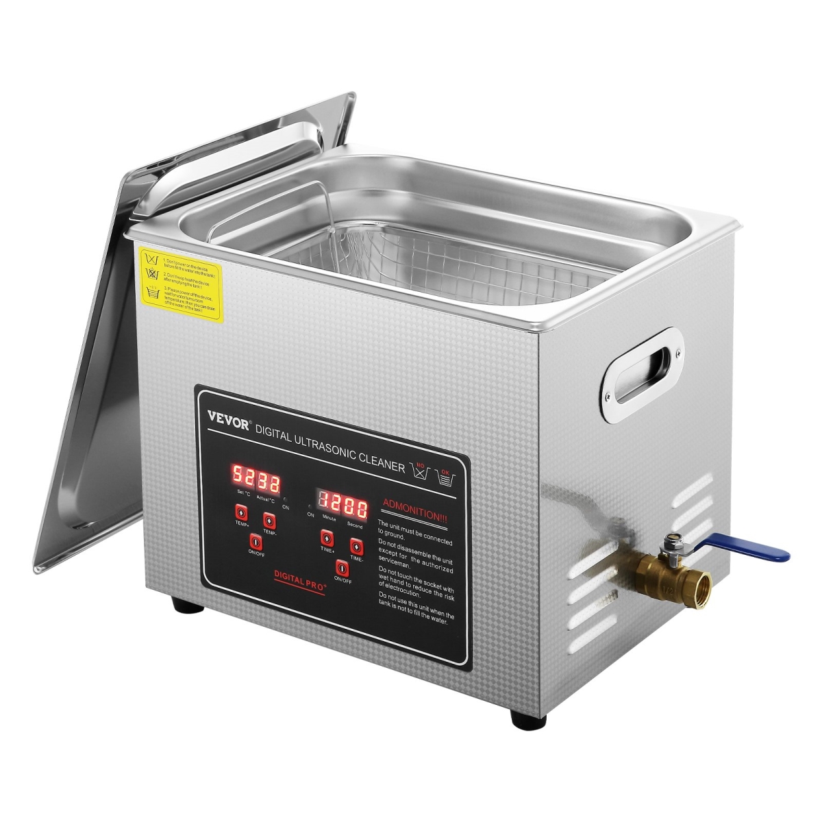 10 Liter Ultrasonic Cleaner with Digital Timer & Heater, Professional Ultra Sonic Jewelry Cleaner, Stainless Steel Heated Cleaning Machine