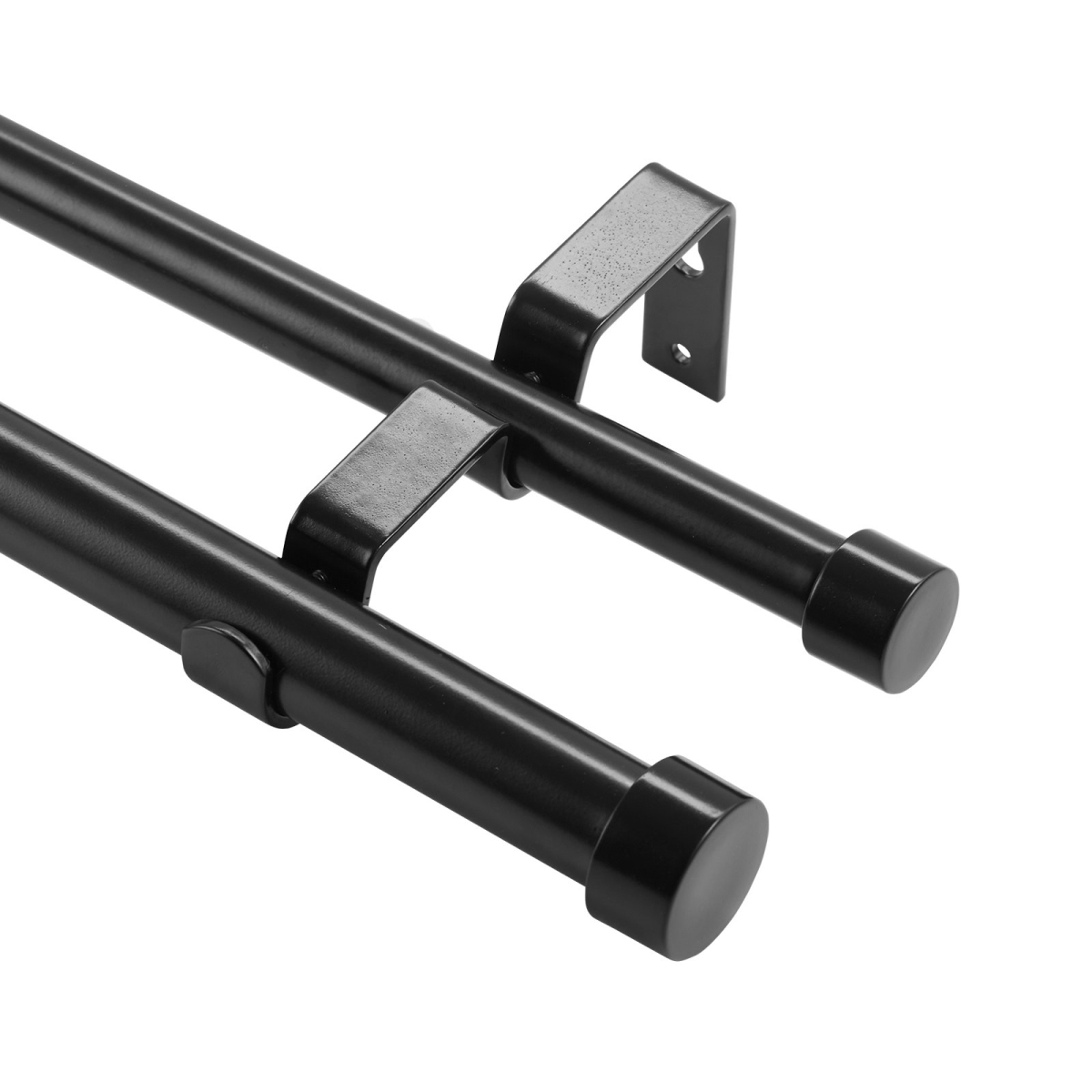 Picture of Vevor CLG3672INCHYSMRE8V0 36-72 in. Double Curtain Rods - Drapery Rods for Windows 24-68 in. Telescoping Dual Curtain Rod with Round Finials&#44; Black