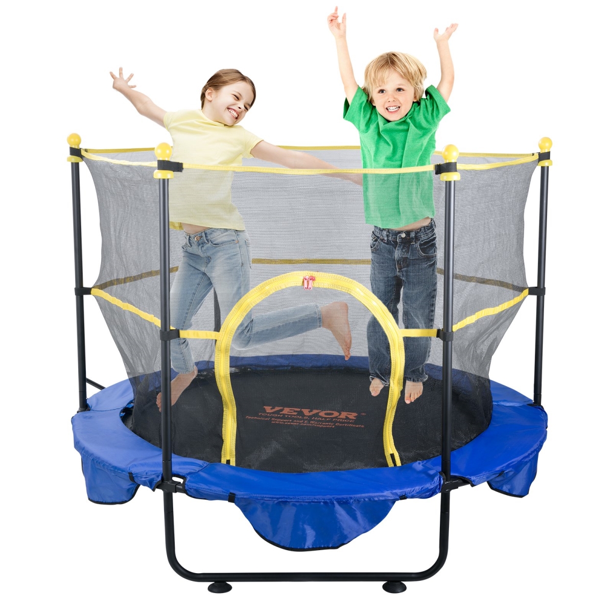 Picture of Vevor DWYXBC5YCDWYPRW3SV0 5 ft. Trampoline for Kids&#44; 60 in. Indoor Outdoor Trampoline with Safety Enclosure Net&#44; Basketball Hoop & Ocean Balls&#44; Mini Toddler Recreational Trampoline Birthday Gifts