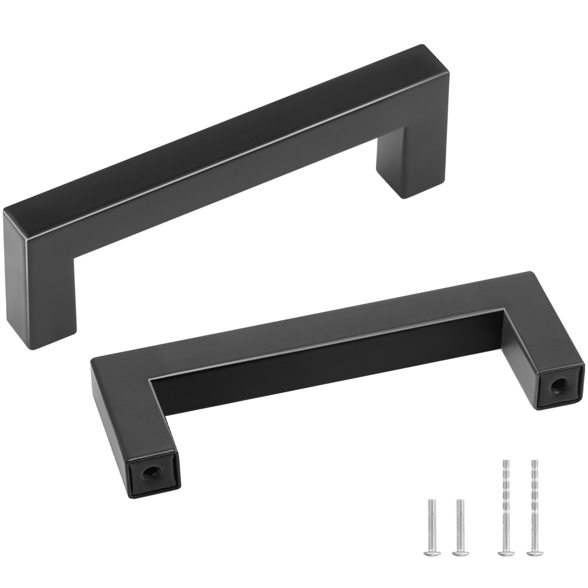 CJLSBXGPS30P29RL2V0 3.86 in. Stainless Steel Kitchen Square Cabinet Handles Pulls, Matte Black - Pack of 30