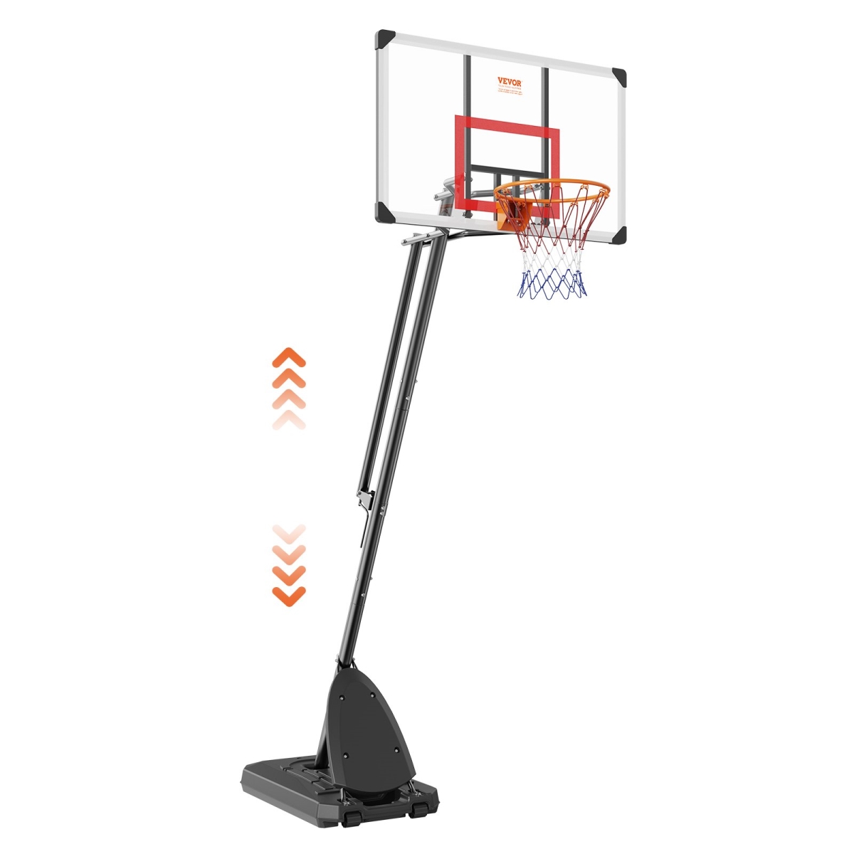 Picture of Vevor LQK50CSYQJDD4EN2TV0 7.6-10 ft. Basketball Hoop&#44; Portable Backboard System&#44; 50 in. Basketball Hoop & Goal&#44; Kids & Adults Basketball Set with Wheels&#44; Stand & Fillable Base for Outdoor & Indoor
