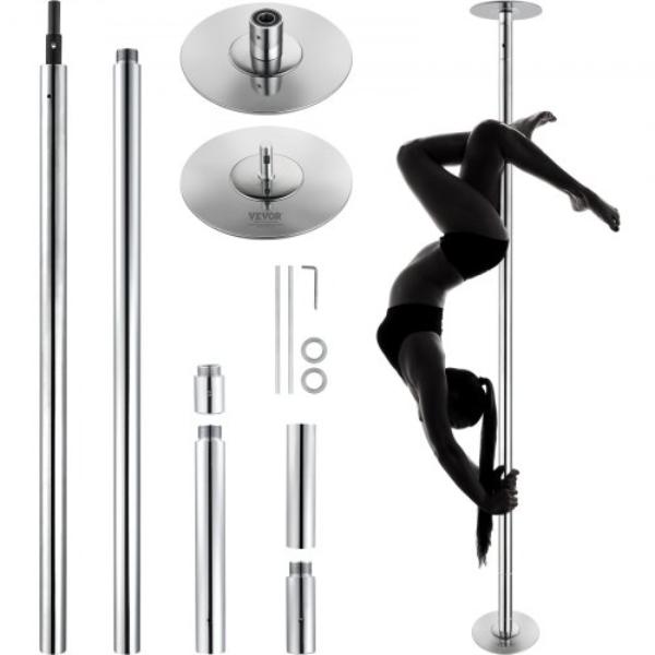 DBDJYXYS8210L8YBQV0 Professional Dancing Spinning Static Dancing Pole Kit, Silver