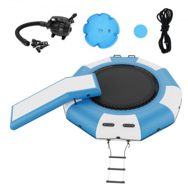 10ft Inflatable Water Trampoline Swim Platform Bounce with Slide Pool Lake