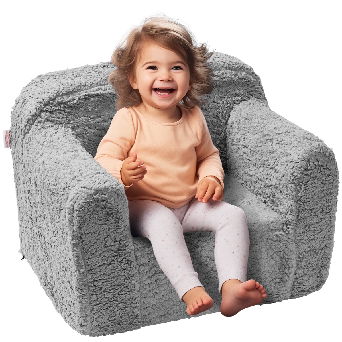 Picture of Vevor ETSF6354652IS8HKKV0 Kids Armchair&#44; Kids Sofa with High-Density 25D Sponge&#44; Snuggly-Soft Toddler Chair&#44; Sherpa Fabric Reading Couch for Bedroom & Playroom