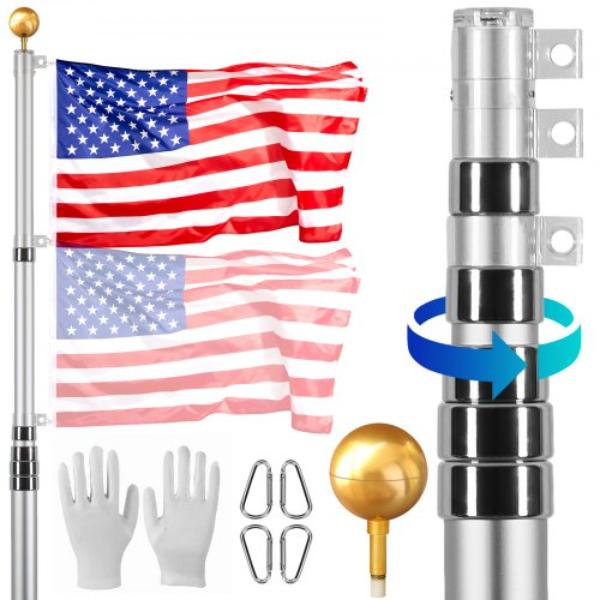 QGTJSSSYS30YEMSRSV0 30 ft. Telescoping Flag Pole Kit, Silver