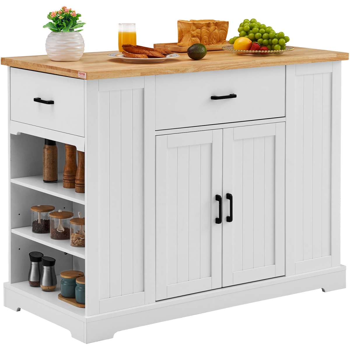 BFBGDKYDCFBS8BJFXV0 Kitchen Island Cart Storage Cabinet Serving Cart with Drawer & Shelves