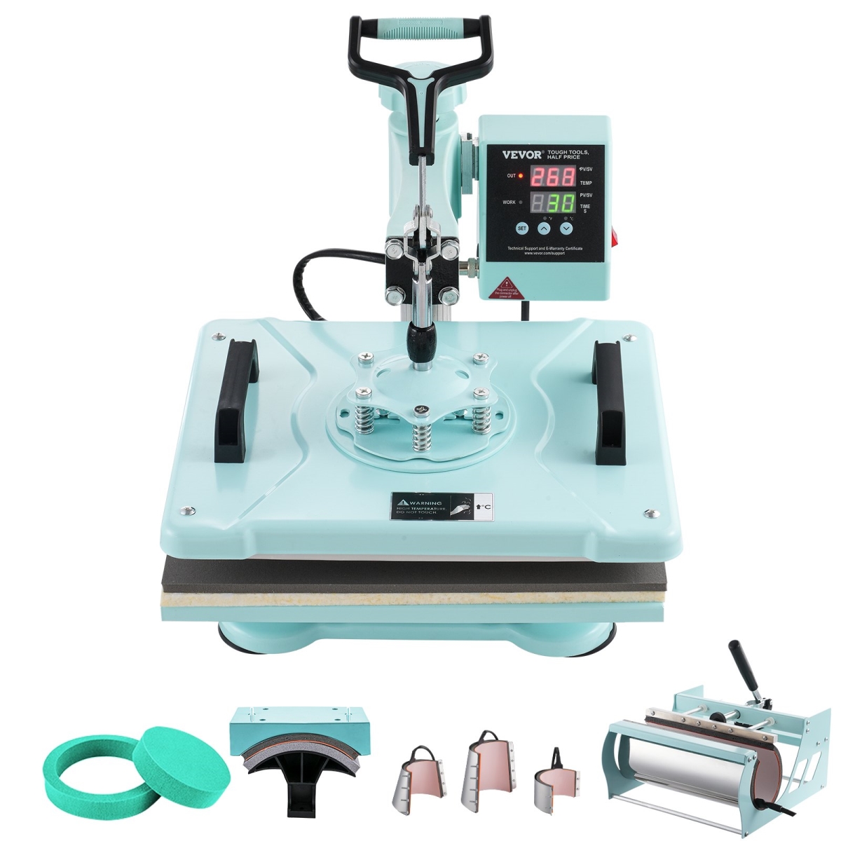 YTS30OZ121581VG8XV1 Heat Press Machine 12 x 15 in. 8 in-1 with 30 oz Tumbler Press T-Shirts, Green