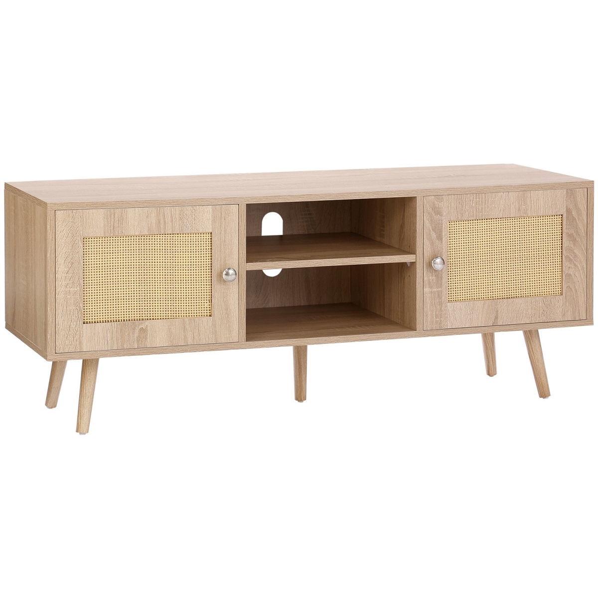 TBDSJ47INXMSQ9ZW3V0 Rattan TV Stand, Oak