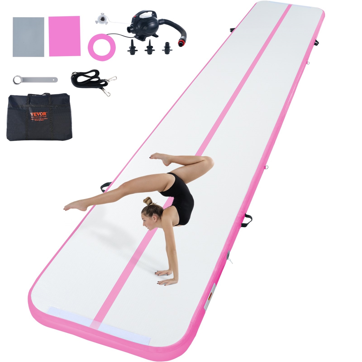 ZFXKKFQD20FTMB6USV1 4 in. Thickness Inflatable Gymnastics Tumbling Mat, Pink -  Vevor