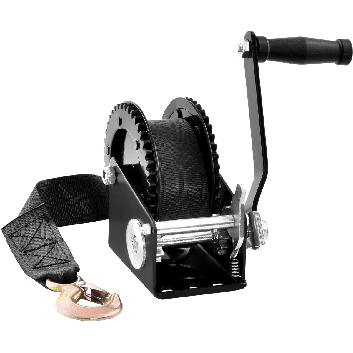 CYSDJP2000BDI2OUWV0 2000 lbs Pulling Capacity Hand Winch - Boat Trailer in Heavy Duty Rope Crank with 23 ft. Polyester Strap & Two-Way Ratchet