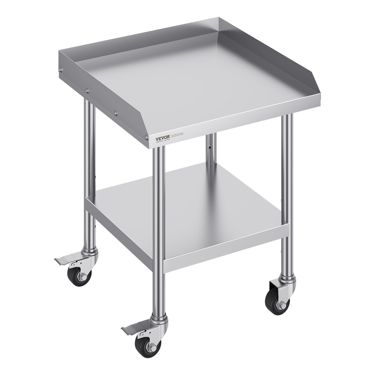 Stainless Steel Work Table, 24 x 24 x 30 Inch Commercial Food Prep Worktable with 4 Wheels, Casters, 3-Sided Backsplash Heavy Duty Prep Worktable,...