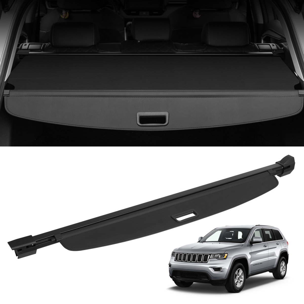 YCKSSSHCGYCK7IFY2V0 Retractable Cargo Cover for 2022-2024 Jeep Grand Cherokee 2 Row, Black