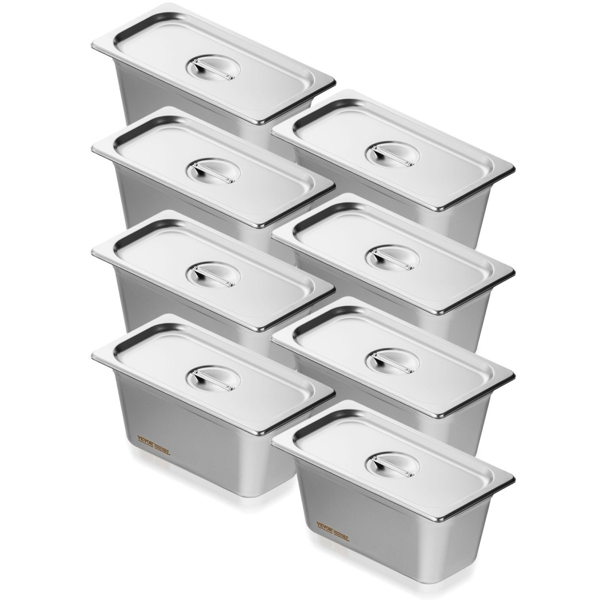 Picture of Vevor 13FCCPBXG8JTBFFA9V0 Anti-Jam Hotel Steam Pan with Lid&#44; Pack of 8