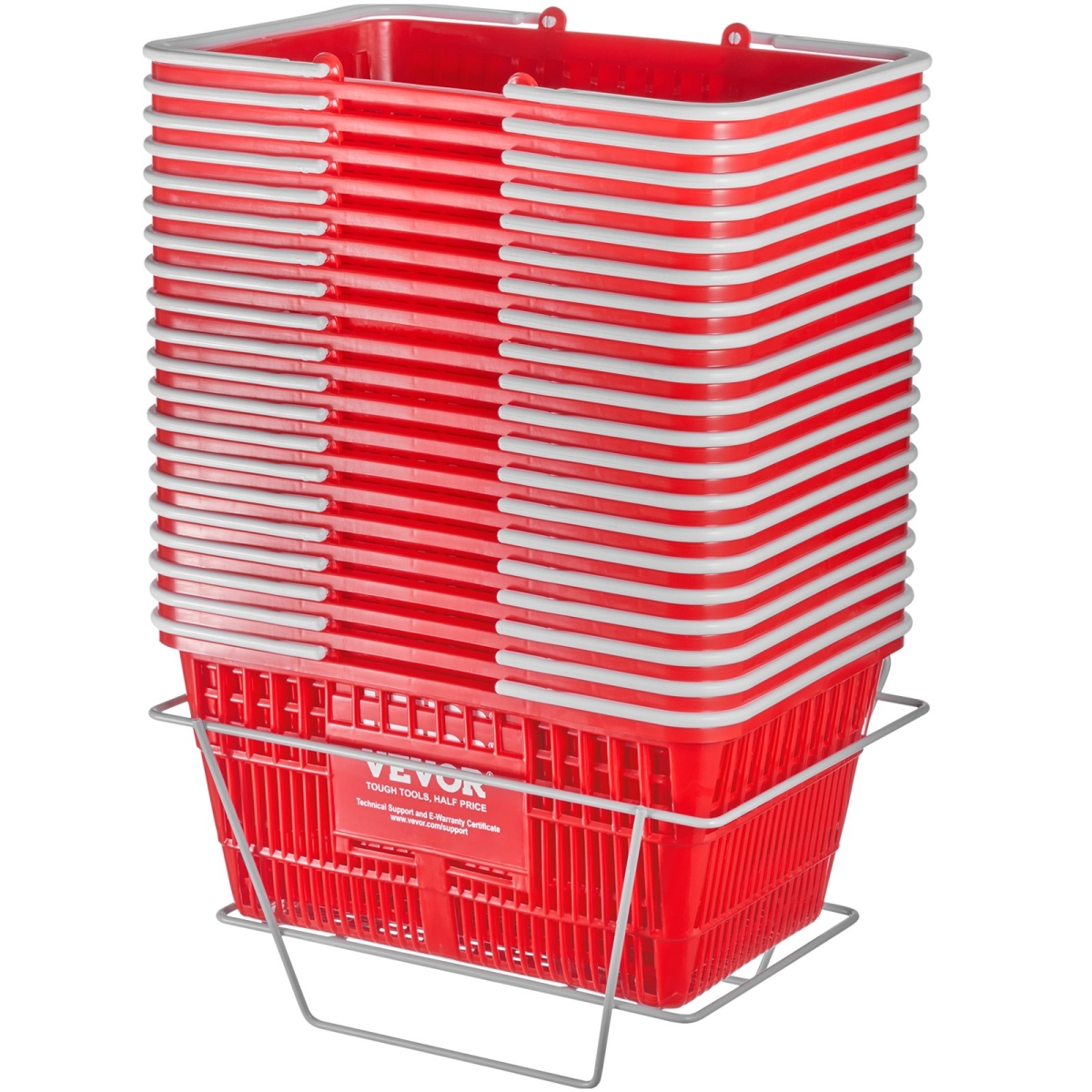 Picture of Vevor GXSBSSLGWLHS3IHQKV0 21 Liter Portable Shopping Basket, Red - 20 Piece