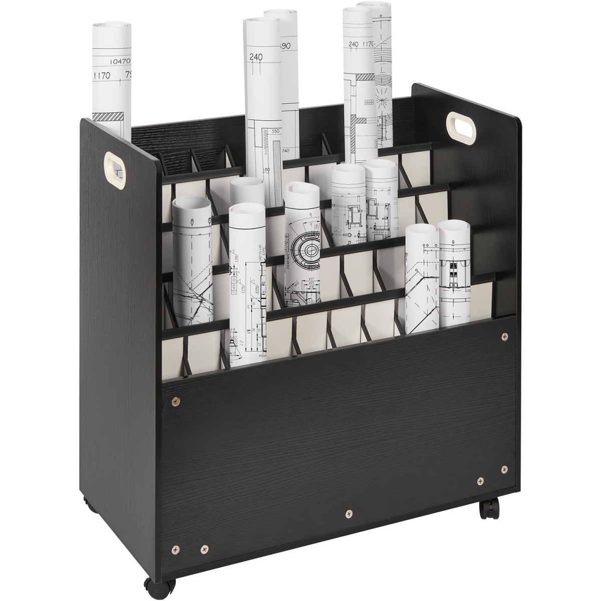 LTJMZ50CLDS04044DV0 50 Slots Blueprint Roll File Holder, Black & White