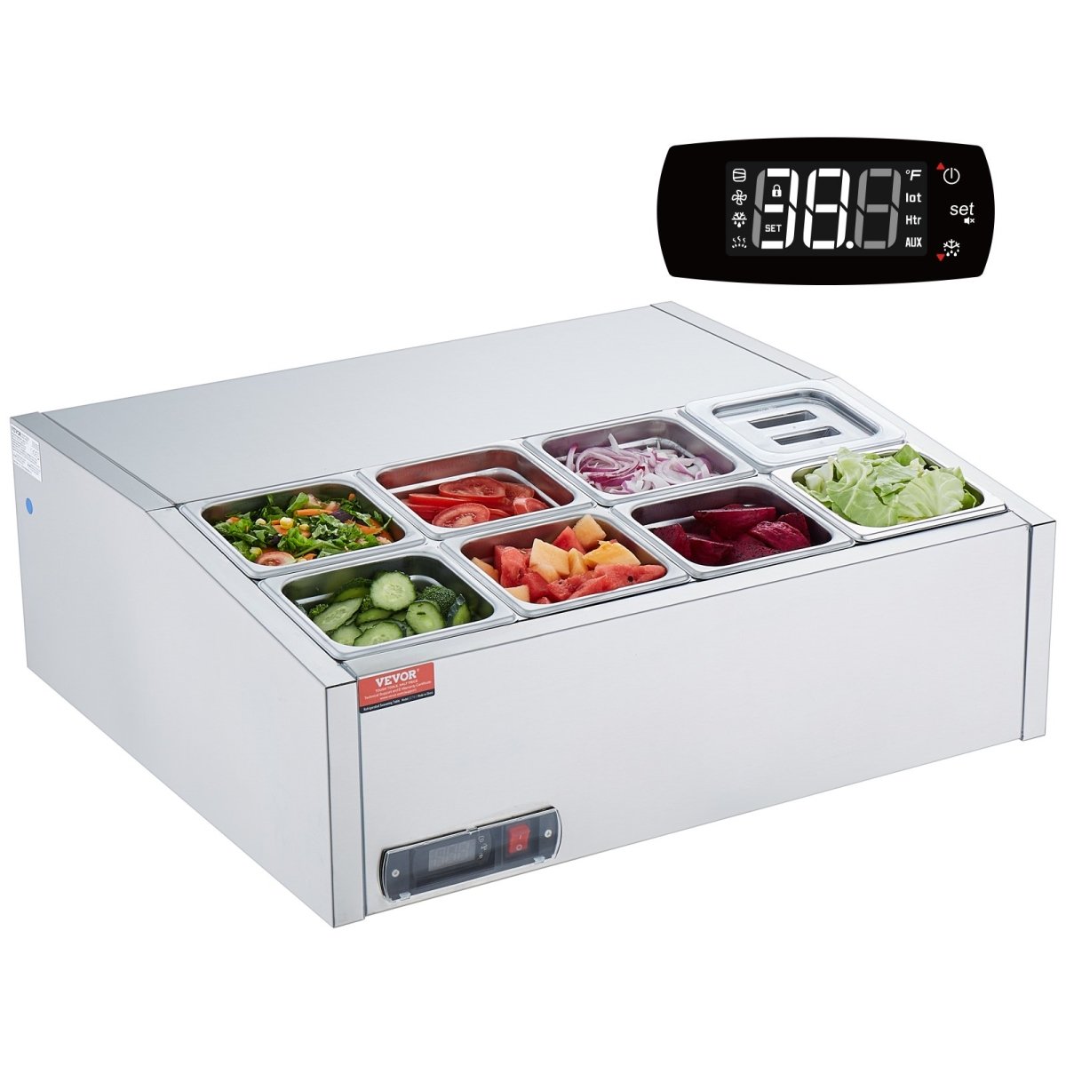 Picture of Vevor BXGZLZDWT275H30FEV1 140W Countertop Refrigerated Condiment Station with 8.16 Pans