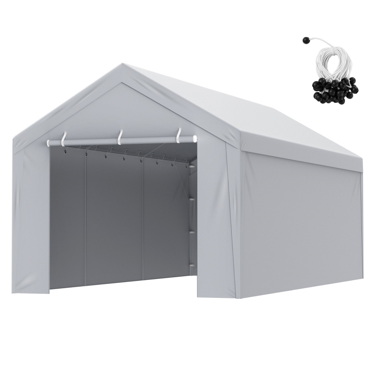 CKPB10X20FTH27H20V0 10 x 20 ft. Carport Replacement Canopy Cover Top & Side Wall, White