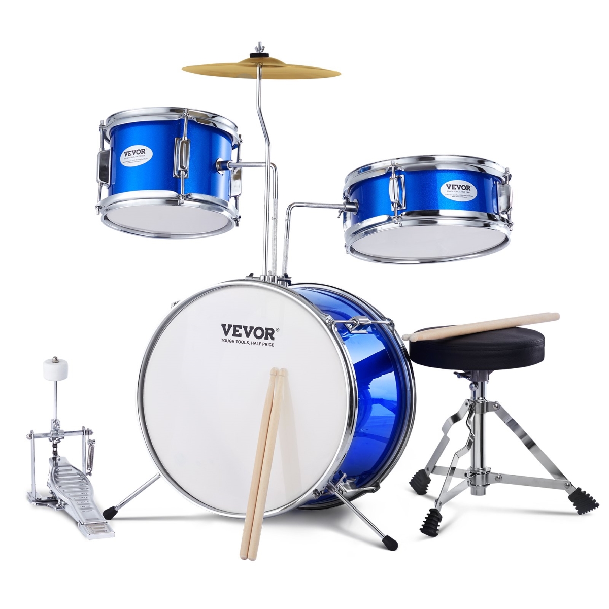 SJTJZGSGZ14LBTYZAV0 14 in. Beginner Kids Drum Set, Blue - 3 Piece
