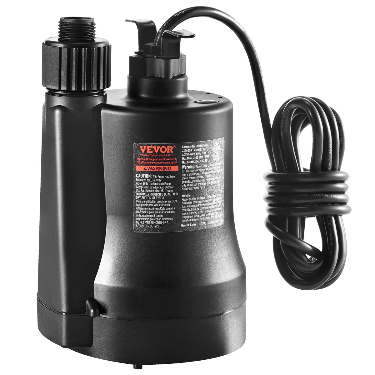QSSZBSL13HP0HT2C5V1 0.33 HP & 2450 GPH High Flow Utility Pump