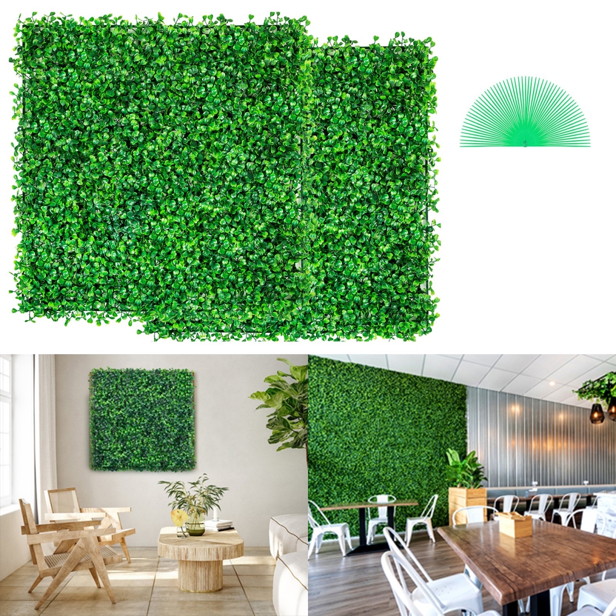 PJSRZZWQ12PCFZ3DLV0 10 x 10 in. Artificial Boxwood Panels, 12 Piece