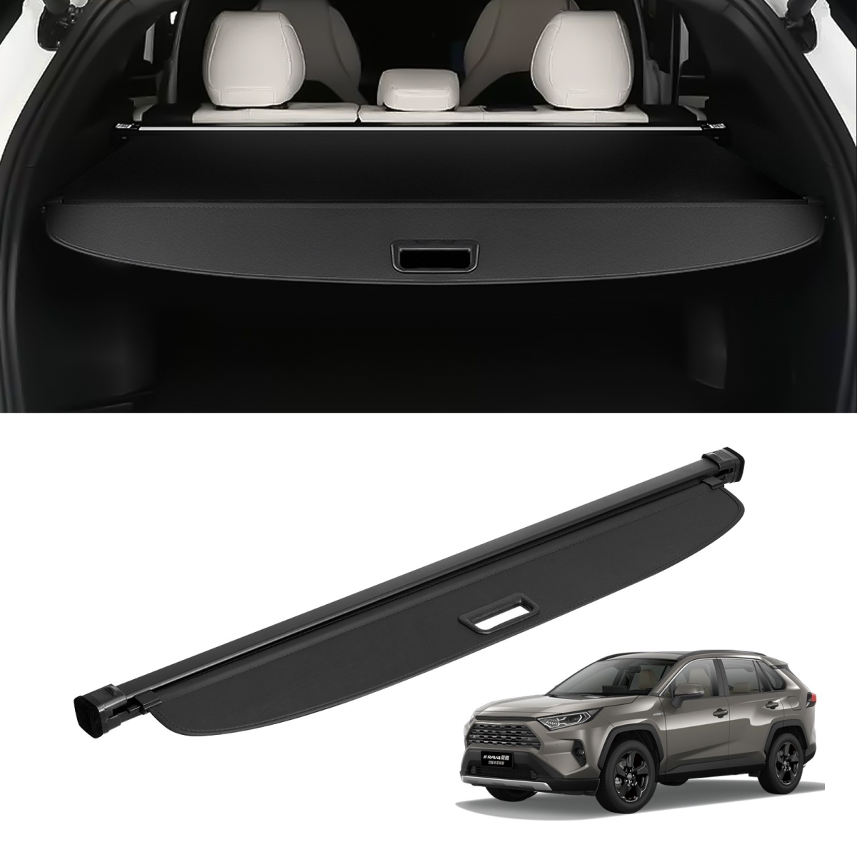 YCKSSSHCGYCKFMAAUV0 Retractable Cargo Cover for 2019-2024 Toyota RAV4, Black